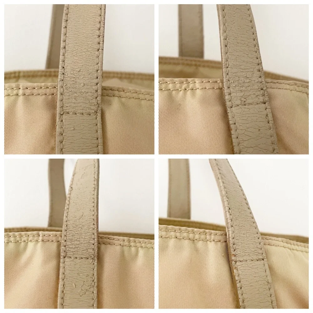 Prada tan Tessuto nylon and leather triangle logo shoulder tote bag
